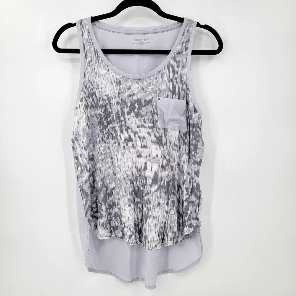 Calvin Klein Women's Medium Sleeveless Tank Top Round Neck Casual Blouse FLAW